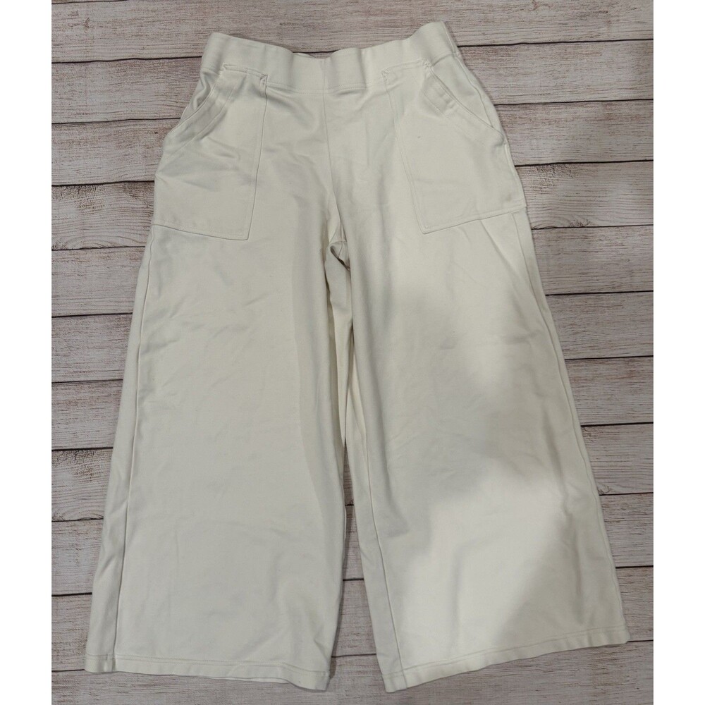 Max Studio London Women's Beige Solid Wide-Leg Pull On Pants Pockets M